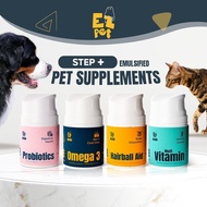 EZPET STEP+ Minyak Ikan Emulsified / Probiotik / Bantuan Hairball / Multivitamin - Suplemen Nutrisi 