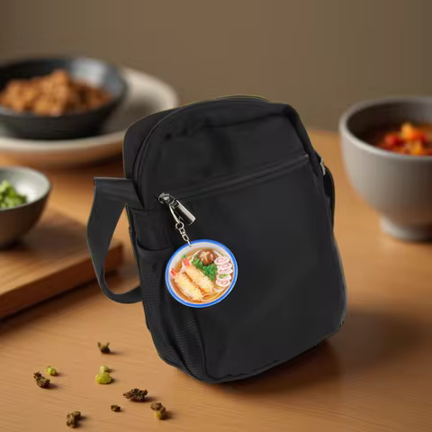 Japanese Udon Noodles Keychain Miniature Model Highly Realistic Numerous Details Bag Pendant Car Key