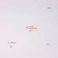 Gold Ring Alphabeth Letters I K375 / 9k Ubs Ha