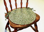 Sabrina Tweed Chair Pads, 15 by 15-Inch, Bay Leaf, Set of 4