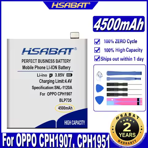 HSABAT BLP735 4500mAh Battery for OPPO CPH1907, CPH1951, CPH1989, PCKM00, PCKM80,PCKT00,Reno 2, Reno