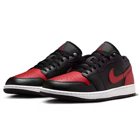Nike Men's Basketball Shoes Jordan 1 Low Casual Shoes 553558-067 Red And Black Retro Non-slip Sports