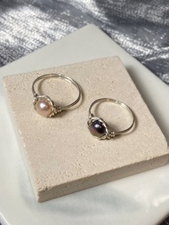 999純銀/足銀 麻花珍珠編織戒指