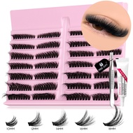 GROINNEYA DIY Lashes Extension Kit Individual Eyelash Kit Cluster Lashes Glue for Eyelash Extensions