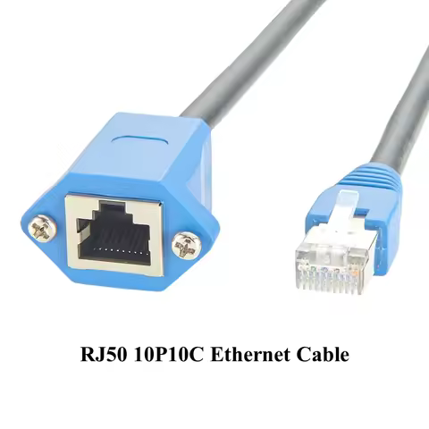 RJ50 10P10C Male to Female Extension Cable RJ50 CAT5E Ethernet Shield Network Screw Panel Mount LAN 