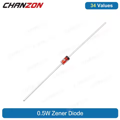 34 Values 0.5W Zener Diode kit Rectifier Assortment 2V 3V 3.3V 4.7V 5V 5.1V 5.6V 7.5V 10V 12V 13V 15
