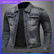 Men's Retro Cargo Denim Jacket: Multi-pocket Wear-Resistant Cowboy Jean Coat - AK03