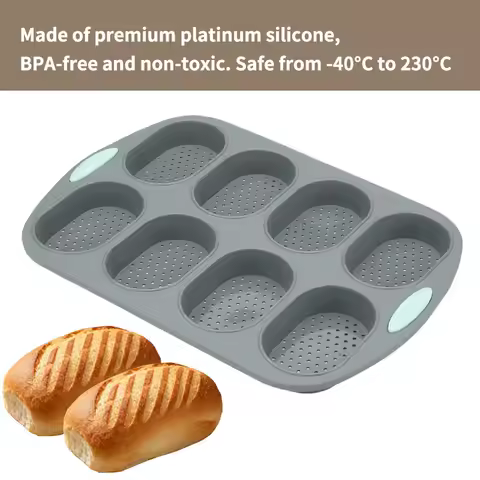 Food Grade Nonstick Silicone Bread Mold, Household Party DIY Perforated French Bread Forms Tray Mini