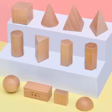 Montessori Mystery Bag Wood Sensory Toys Objects Geometric Shapes Natural Wood Color Solid Wood 3 Ye