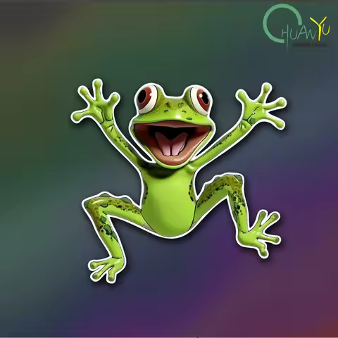 Funny Car Sticker Green Frog Jumping Waterproof Decal Car Accessories