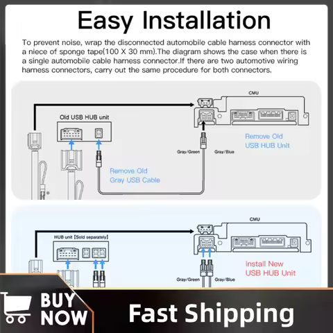Wired CarPlay Android Auto HUB Retrofit USB Kit TK78-66-9U0C USB Hub Adapter Plug and Play for Mazda