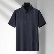 Men Polo Shirt Striped Short Sleeve Traceless Cool Thin Oversized 5XL 6XL 7XL 8XL Plus Size Elastic 