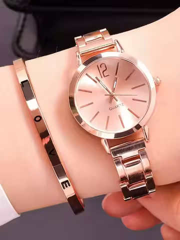 2PCS Women's Ladies Female Quartz Wrist Watches Alloy Y2K Party Dress Vacation Holiday Festival Gift
