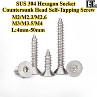 [HL-ZGLS] SUS304, Hexagon Socket Countersunk Head Self-Tapping Screw, M2/M2.3/M2.6/M3/M3.5/M4, Hexag