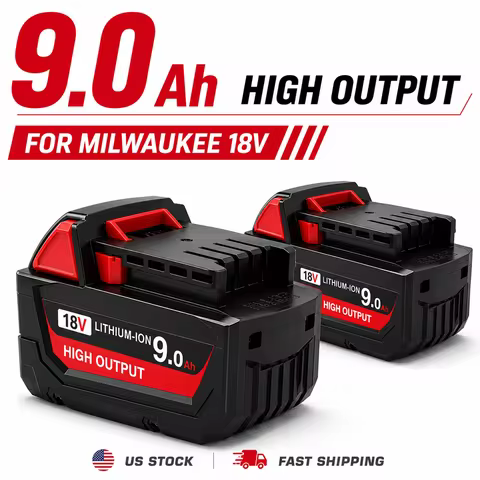 9.0Ah 18V Li-ion Replacement Battery for Milwaukee M18, Works with 48-11-2402 48-11-2411 48-11-2401 