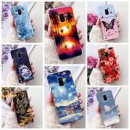 For Samsung A8 2018 Case SM-A530F Clear Aesthetic Cute Cat Fashion Flowers Painted Back Cover For Sa
