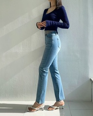 韓國🇰🇷Howluk春季小直腳牛仔褲(No.3003)❤️現貨深藍 size L❤️