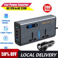200W Car Power Inverter Newly Car Plug Adapter Outlet Charger DC 12V/24V to AC220V Car Converter wit