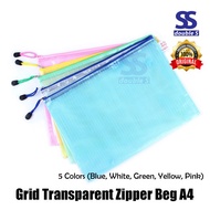 Zipper Beg A4 /Grid Transparent Zipper Beg A4/A3/A5/A6Random Colour