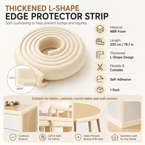 2M Baby Safety Bumper Strips, Table Corner Protection Edge Guard for Coffee Table, Childproof Furnit
