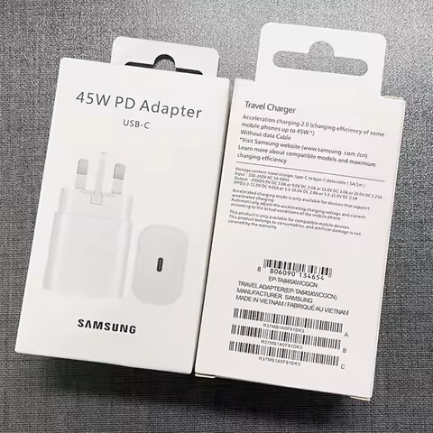 Samsung UK Plug PD 45W Charger Super Fast Charge Wall Adapter Type C Cable For Galaxy S24 S23 S22 S2