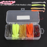 60pcs T-Tel Road Runner Fishing Rod Crank Set Fake Bait Tackle