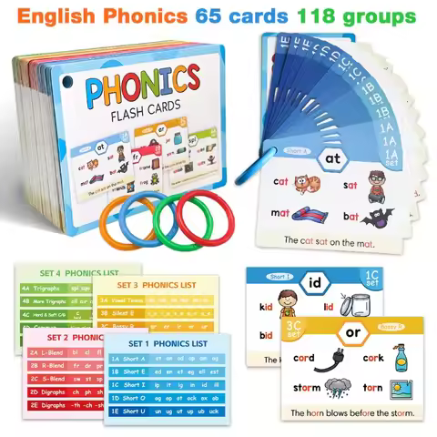 Kids Phonic Learning Cads Educational Toys ESL Teaching Materials English Words Training Vocabulary 