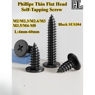 [HL-ZGLS] Black SUS304 Phillips Thin Flat Head Self-Tapping Screw M2/M2.3/M2.6/M3/M3.5/M4-M8 Cross F