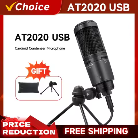 AT2020 USB Cardioid Condenser Microphone Plug and Play Wired for Recording Podcast Streaming Vocal S