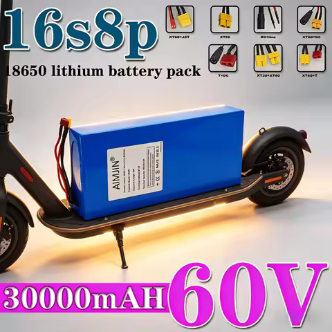 High-Power 60V 3000mAh Lithium Battery 16S8P Pack 2000W 67.2V with Built-In BMS for Electric Vehicle