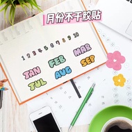 English Letter Month Week Number Date Sticker Waterproof Calendar Daily Pay Label Sticker Handbook P