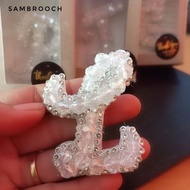 HANDMADE CZECH CRYSTAL LETTER BROOCH SIZE 5X6 CM FREE BOX