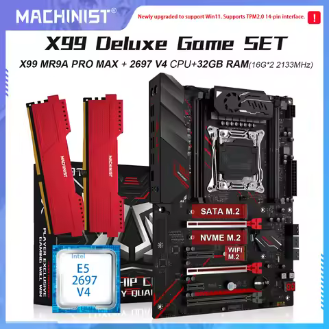 MACHINIST X99 kit Motherboard MR9A PRO AMX Set Intel Xeon E5 2697 V4 CPU with Fourchannel DDR4 2x16g