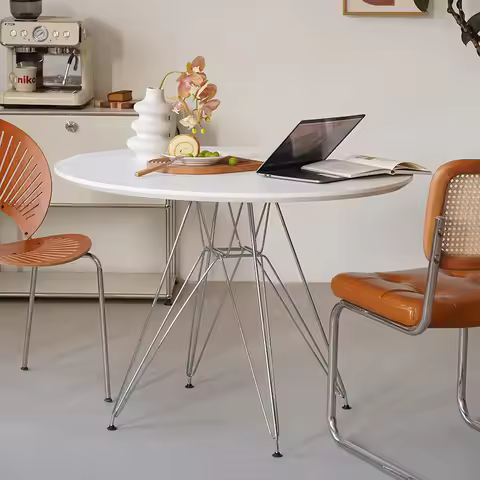 Nordic white Eames round table household small apartment slate dining table ins Internet celebrity d