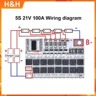 【H&H】 100A BMS 3S/4S/5S 12V-21V Li-ion Protection Balance Board