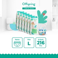 Offspring Premium Fashion Pants Diaper - L (216 Pcs) [Bundle of 6]