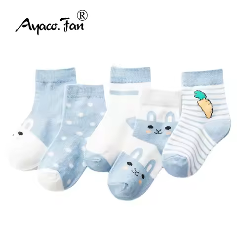 5 Pairs/Lot Children Cotton Socks Boy Girl Baby Autumn Spring Striated Stretchy Kids Socks Soft Cute