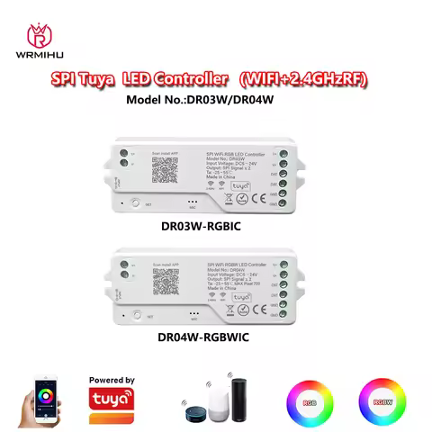 DC5-24V DR03W/DR04W Tuya WIFI+2.4GRF Controller Dimmer Google Alexa Wireless Control WS2811 WS2812B 