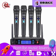 BOMGE 4-Channel Wireless Microphone System with 4 Hand-held Mics Karaoke Machine for Party/Wedding/Church/Conference