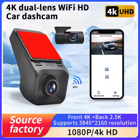 4K dual-lens WiFi HD Car dashcam,Night Vision, Parking Monitor, 170°Wide Angle,2K/1080P Multi-Resolu
