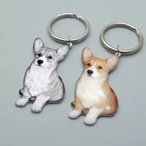 Personalized Pet Photo Keychain Custom Dog Picture Keyring Cat Pet Memorial Keychain Customize Pictu