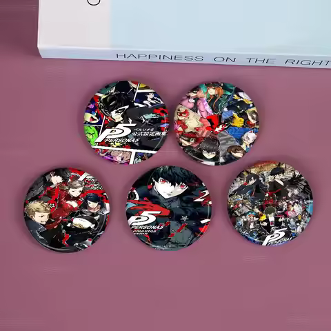 Hot Video Game Persona 5 Gaming Soft Button Pin Round Metal Badge Lapel Pin Parts Gift Friends Kid J
