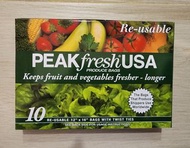 PEAKfresh®USA蔬菜及水果/蔬果可重複使用保鮮袋 Re-usable Produce Bag for Vegetables and Fruits（10個裝 10 bags with twis