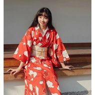 Harajuku Oosterse Japanse Stijl Nachtkleding Voor Vrouwen Meisjes Rode Bloemen Kimono Yukata Lange Gewaad Losse ชุดนอนเซ็กซี่ Homewear