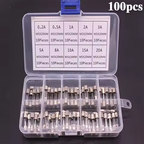 100 PCS Fast Blown Glass Fuse Combination Kit 5x20 mm 250 V 0.1 0.2 0.25 0.5 1 1.5 2 3 4 5 8 10 12 1
