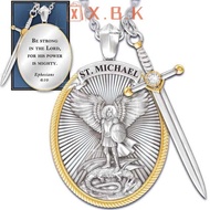 Glowingbubbles Catholic Patron Saint Pendant Michael St. Michael The Archangel Pendant Necklace GBS