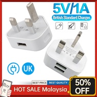 3 Pin UK 5V 1A Wall USB Charger Adapter Plug With 1/2 USB Ports Charging for iPhone Huawei vivo Reno