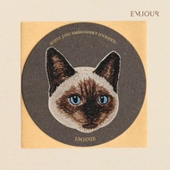 EMJOUR Embroidered Sticker Card-Siamese Cat | Pet Souvenir Gift Zoo Card Bag Decoration Phone Case
