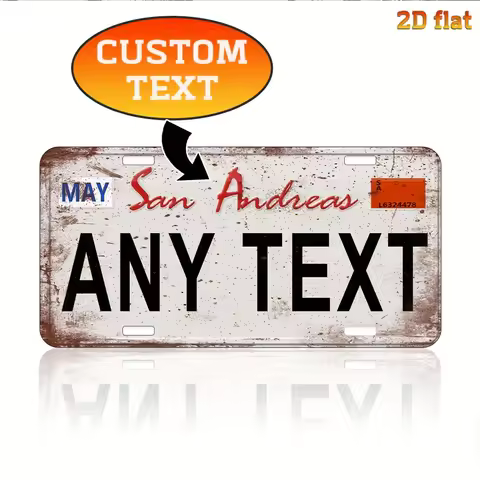 Custom San Andreas License Plate - Personalized Retro Metal Tin Sign, 12x6 Inch Custom Text Car Deco