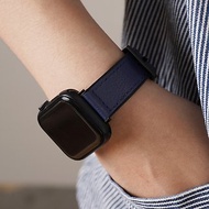 Apple watch - 包邊高質感黑扣皮錶帶